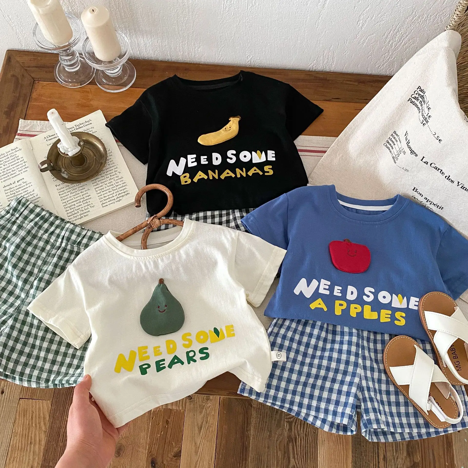 Children Plaid Shorts Set 0-5Yr Summer Huzhou Zhili
