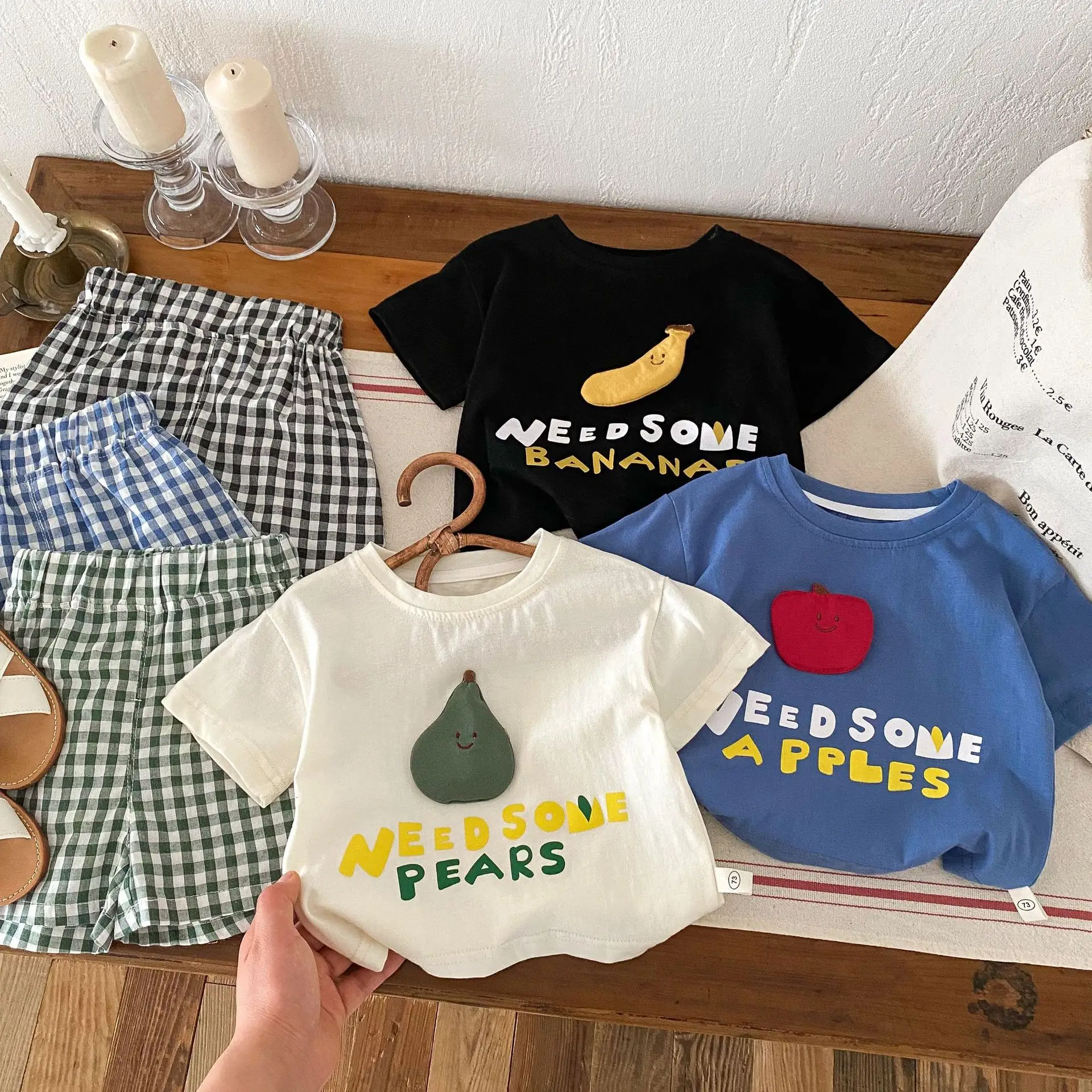 Children Plaid Shorts Set 0-5Yr Summer Huzhou Zhili