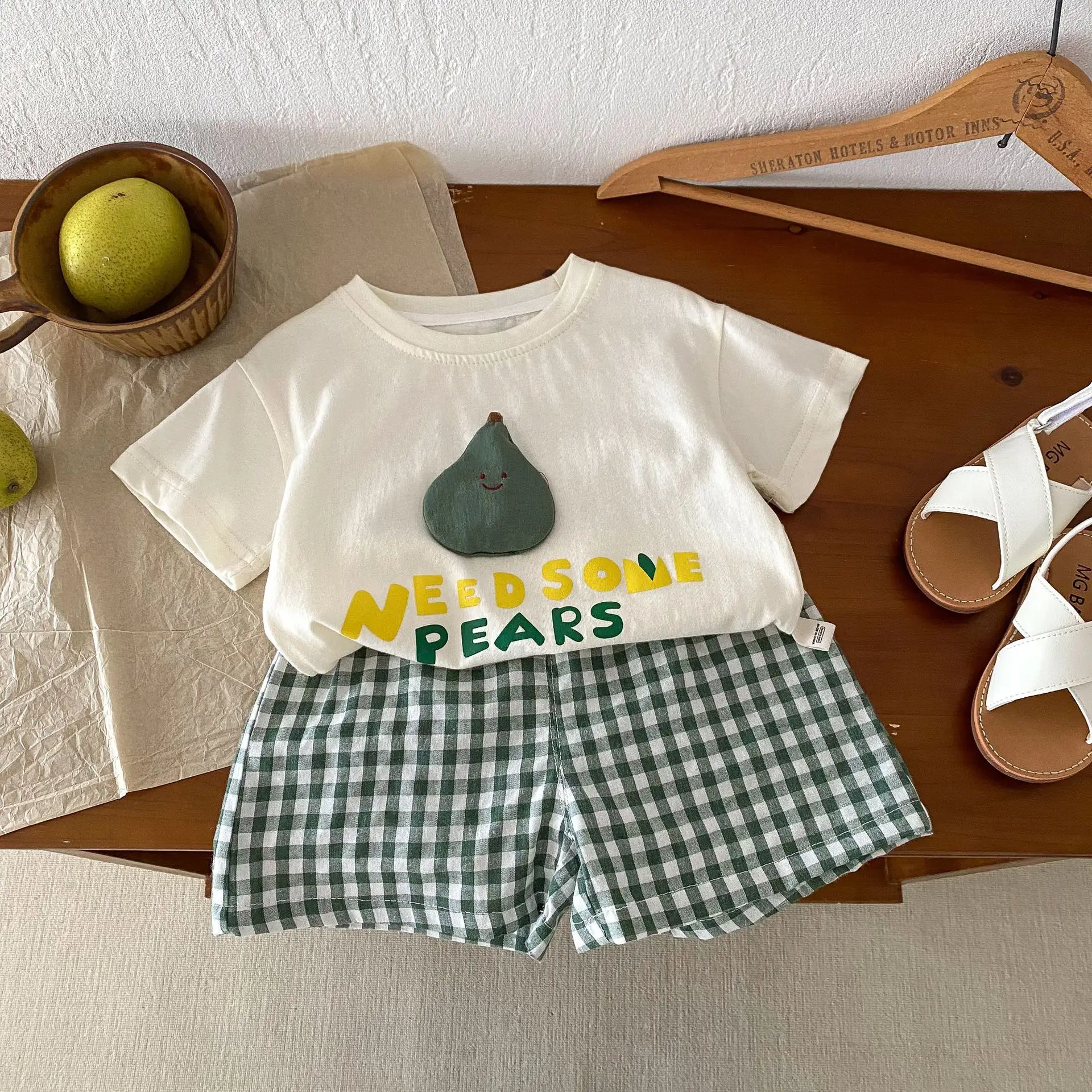 Children Plaid Shorts Set 0-5Yr Summer Huzhou Zhili