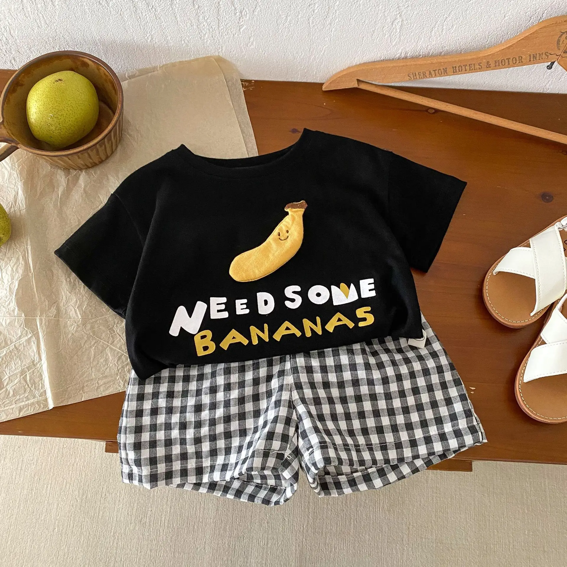Children Plaid Shorts Set 0-5Yr Summer Huzhou Zhili
