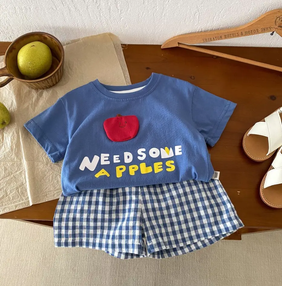Children Plaid Shorts Set 0-5Yr Summer Huzhou Zhili