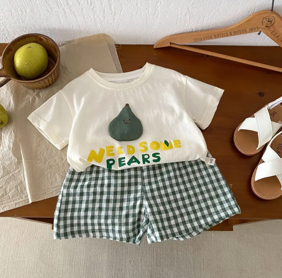 Children Plaid Shorts Set 0-5Yr Summer Huzhou Zhili
