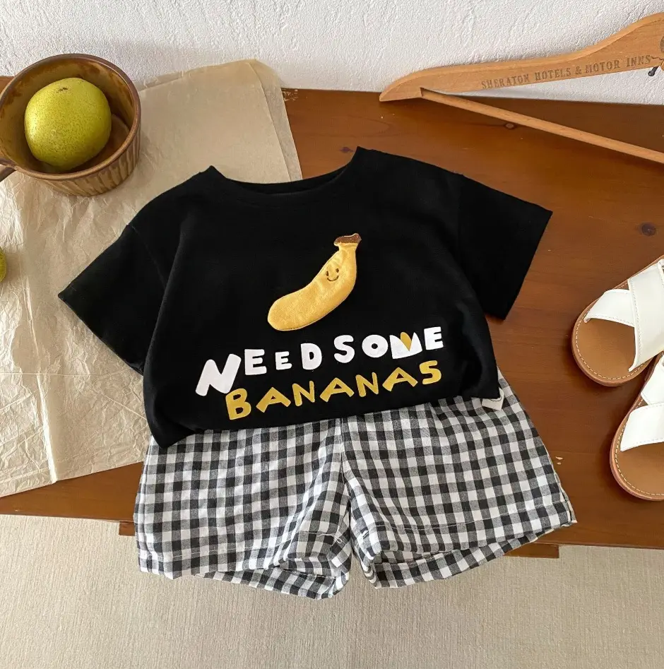 Children Plaid Shorts Set 0-5Yr Summer Huzhou Zhili
