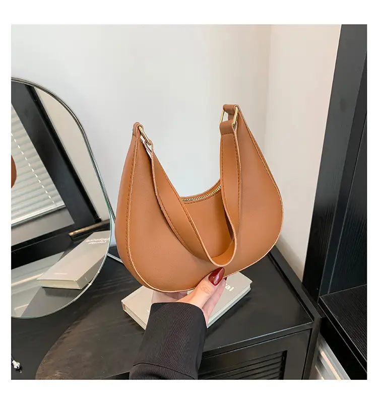 Korean Women Shoulder Bag Solid Texture 2024 Spring New