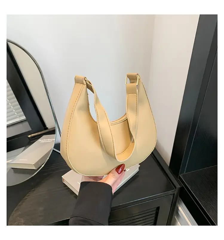 Korean Women Shoulder Bag Solid Texture 2024 Spring New