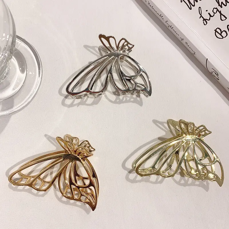 Elegant Golden Metal Hair Clip for Women