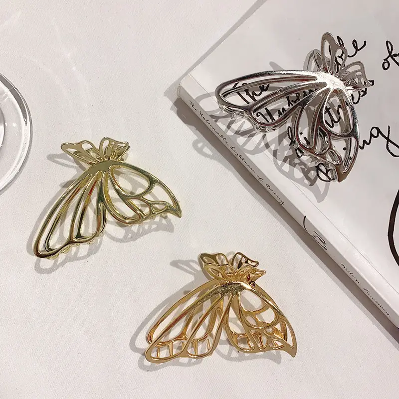 Elegant Golden Metal Hair Clip for Women
