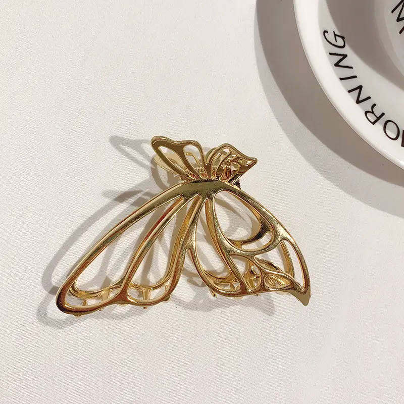 Elegant Golden Metal Hair Clip for Women