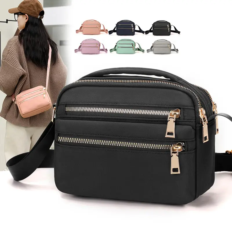 Women's Pink Shoulder Crossbody Bag with 2 Zipper Pockets - Image 8