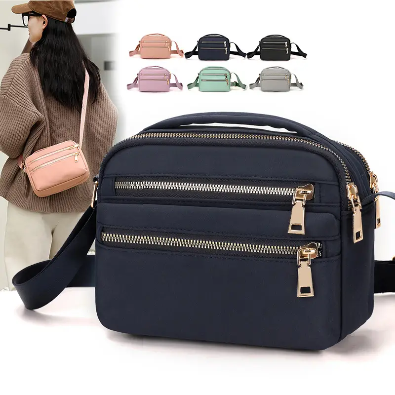 Women's Pink Shoulder Crossbody Bag with 2 Zipper Pockets - Image 9