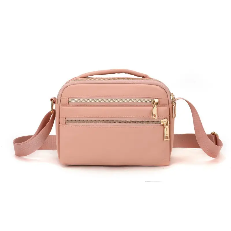Women's Pink Shoulder Crossbody Bag with 2 Zipper Pockets - Image 10