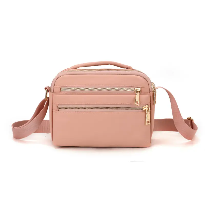 Women's Pink Shoulder Crossbody Bag with 2 Zipper Pockets - Image 11