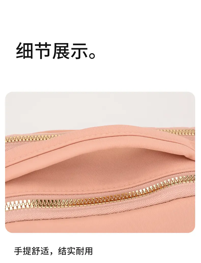 Women's Pink Shoulder Crossbody Bag with 2 Zipper Pockets — feature 18