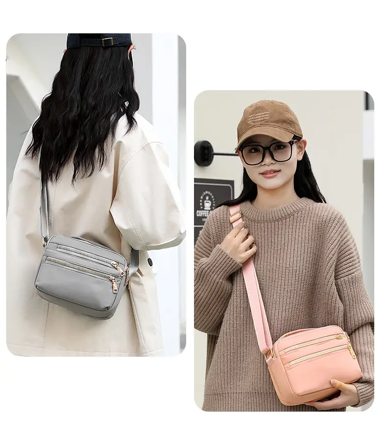 Women's Pink Shoulder Crossbody Bag with 2 Zipper Pockets — feature 23