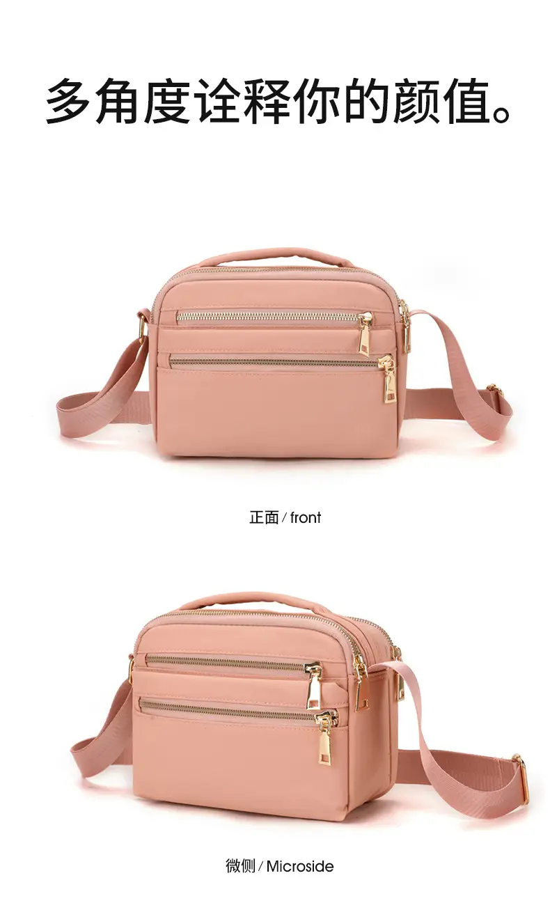Women's Pink Shoulder Crossbody Bag with 2 Zipper Pockets — feature 25