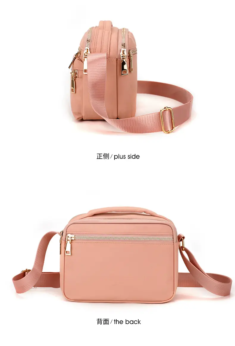 Women's Pink Shoulder Crossbody Bag with 2 Zipper Pockets — feature 26