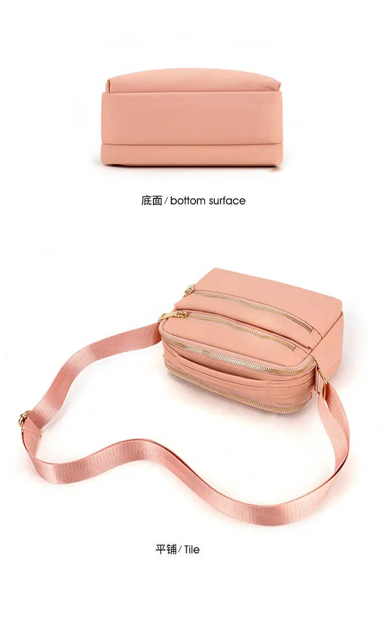 Women's Pink Shoulder Crossbody Bag with 2 Zipper Pockets — feature 27