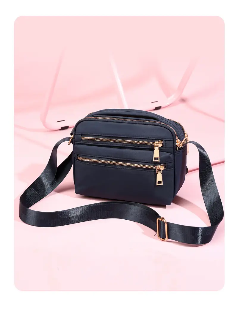 Women's Pink Shoulder Crossbody Bag with 2 Zipper Pockets — feature 8