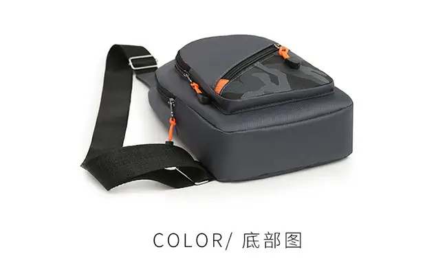 Men's Black Graphic Crossbody Bag with Orange Zippers — feature 23
