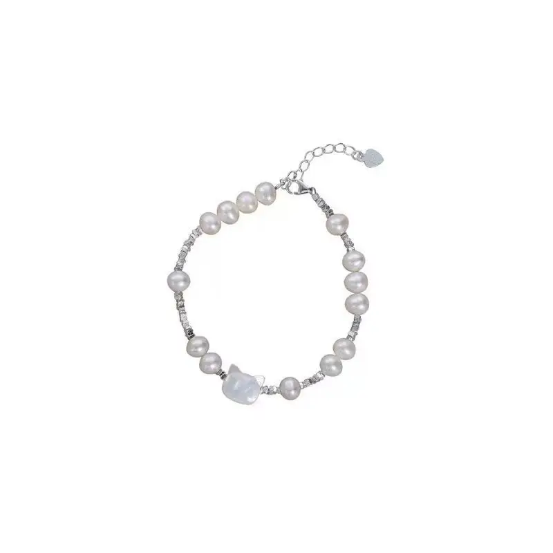 Women's Freshwater Pearl Cat Kitten Bracelet - Image 6