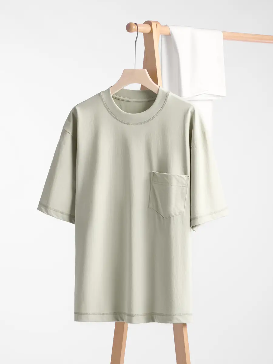 Men's Mint Ice Cotton T-Shirt with Pocket - Image 10