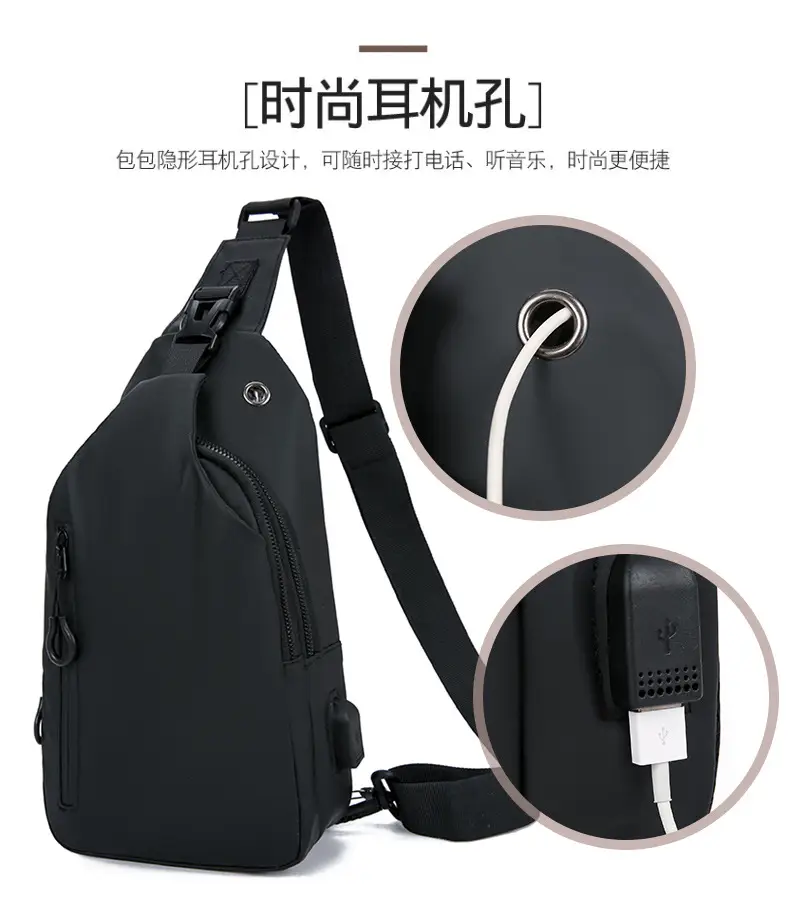 Men's Black Crossbody Bag 2025 Casual Korean Style Large Capacity — feature 10