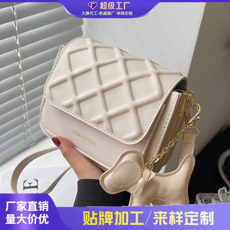 White Quilted Mini Crossbody Bag with Chain Strap