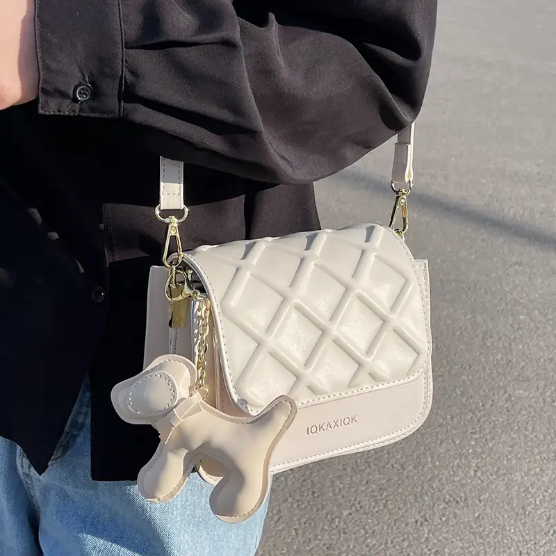 White Quilted Mini Crossbody Bag with Chain Strap