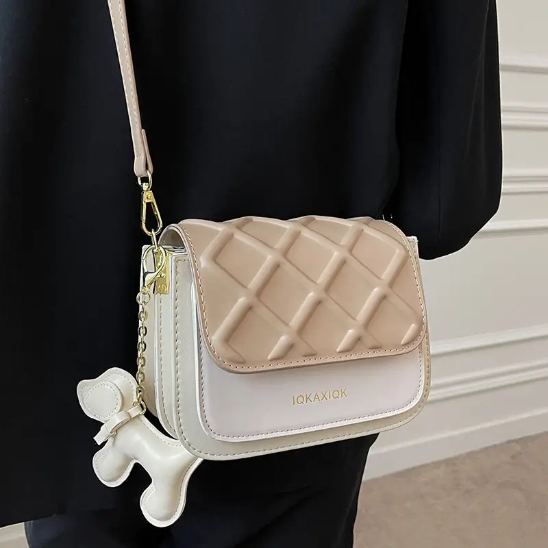 White Quilted Mini Crossbody Bag with Chain Strap
