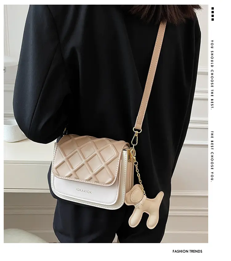 White Quilted Mini Crossbody Bag with Chain Strap — feature 10