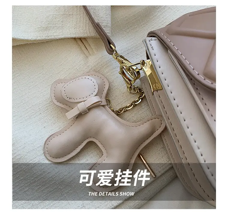 White Quilted Mini Crossbody Bag with Chain Strap — feature 13