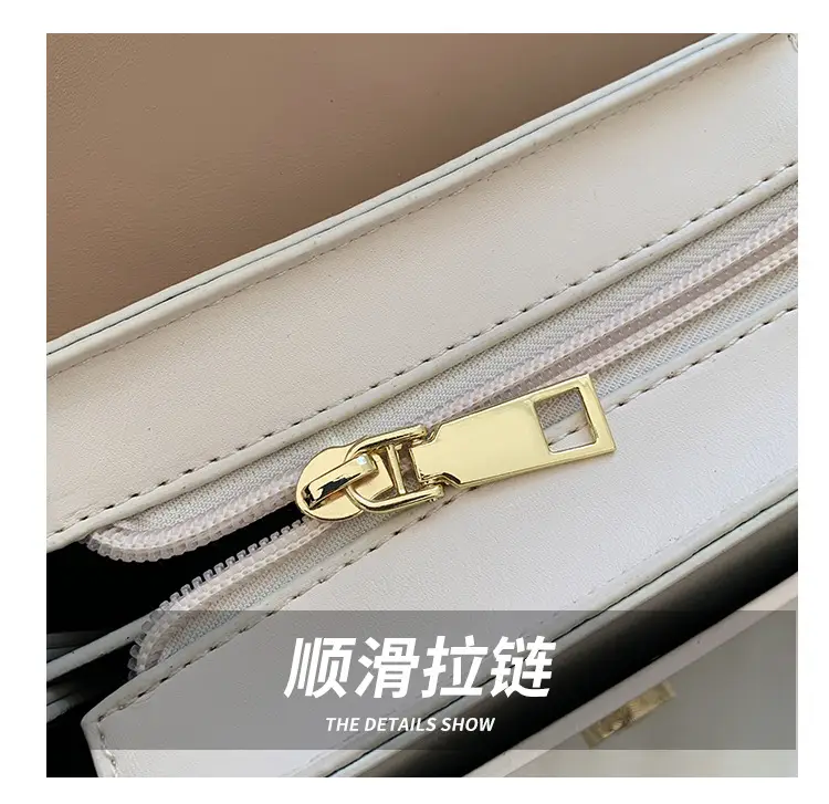 White Quilted Mini Crossbody Bag with Chain Strap — feature 15
