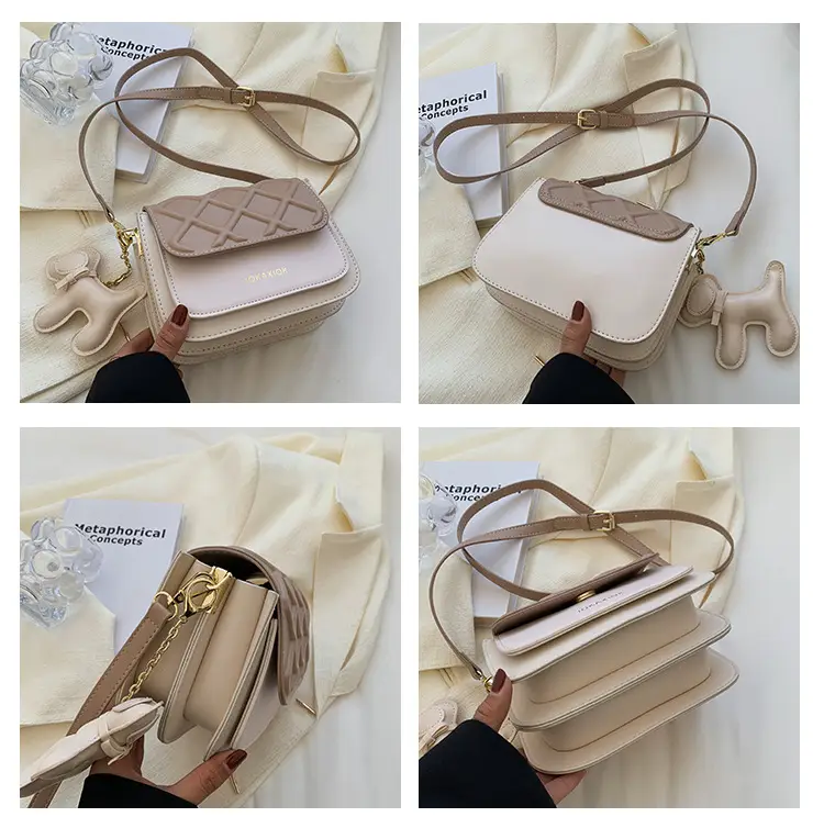 White Quilted Mini Crossbody Bag with Chain Strap — feature 20