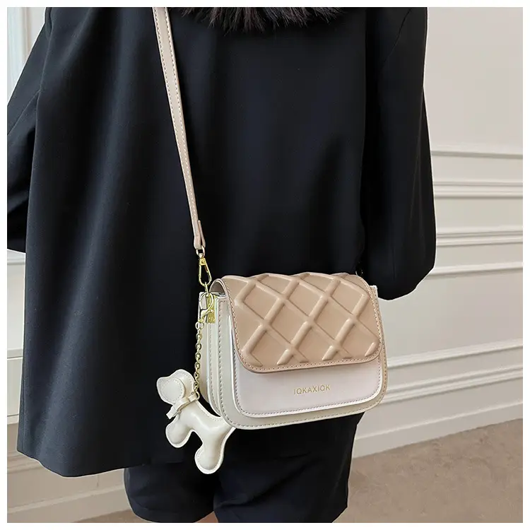 White Quilted Mini Crossbody Bag with Chain Strap — feature 21