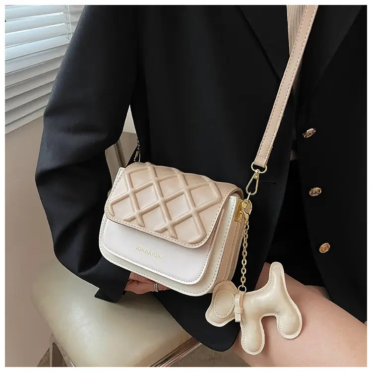 White Quilted Mini Crossbody Bag with Chain Strap — feature 22