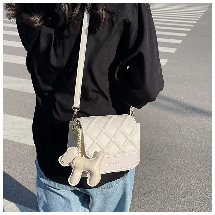 White Quilted Mini Crossbody Bag with Chain Strap — feature 23