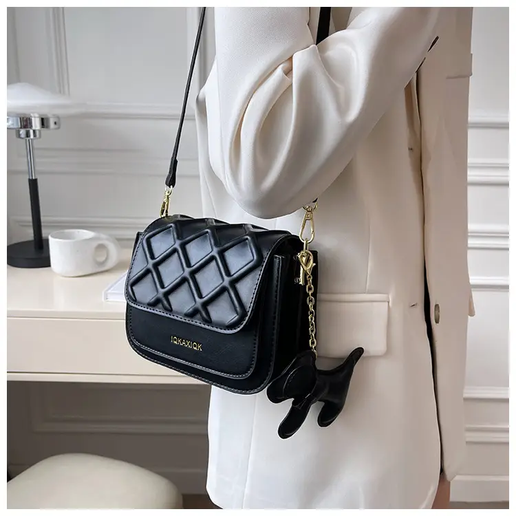 White Quilted Mini Crossbody Bag with Chain Strap — feature 25