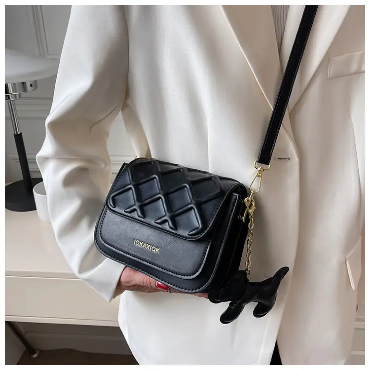 White Quilted Mini Crossbody Bag with Chain Strap — feature 26