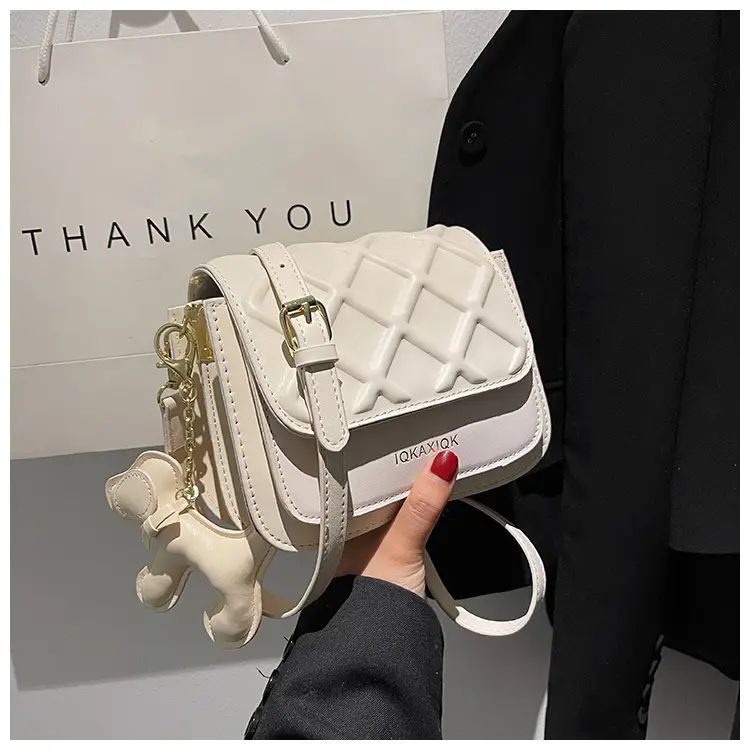 White Quilted Mini Crossbody Bag with Chain Strap — feature 27