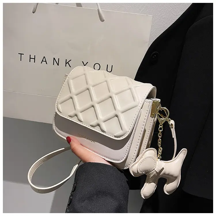 White Quilted Mini Crossbody Bag with Chain Strap — feature 28
