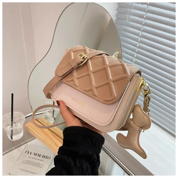 White Quilted Mini Crossbody Bag with Chain Strap — feature 29