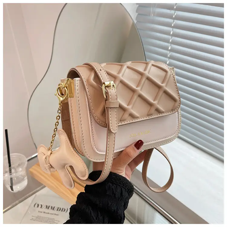 White Quilted Mini Crossbody Bag with Chain Strap — feature 30