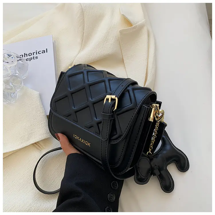 White Quilted Mini Crossbody Bag with Chain Strap — feature 31
