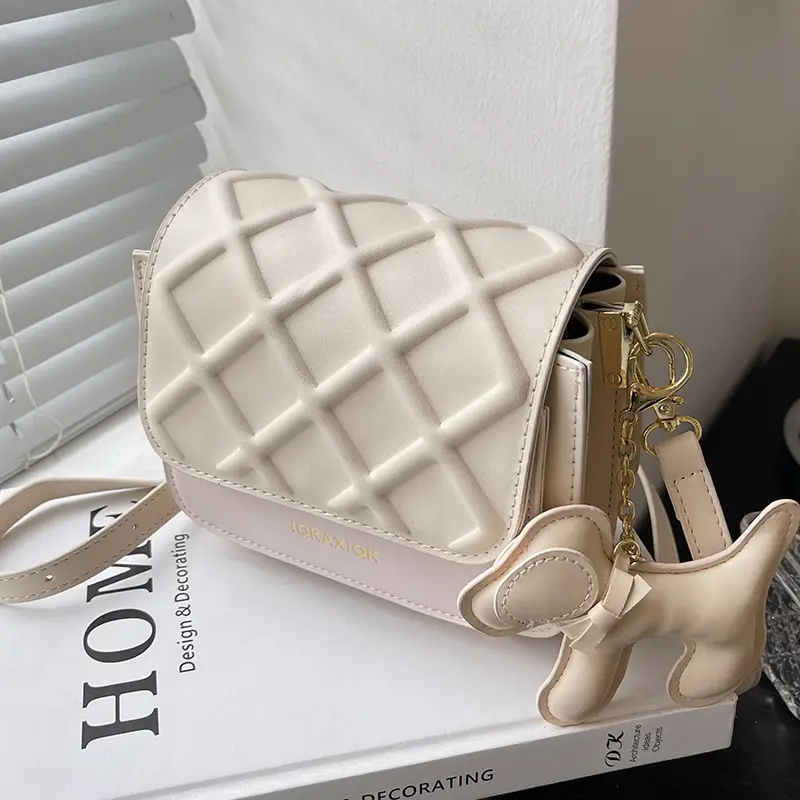 White Quilted Mini Crossbody Bag with Chain Strap