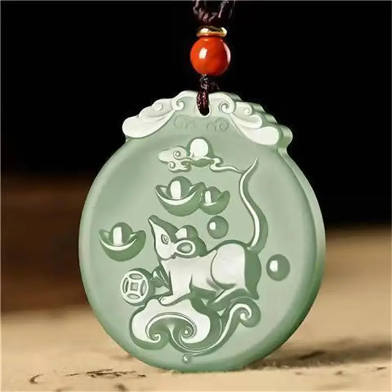 Afghan Jade Zodiac Pendant Blue White Dragon Snake Horse — feature 3