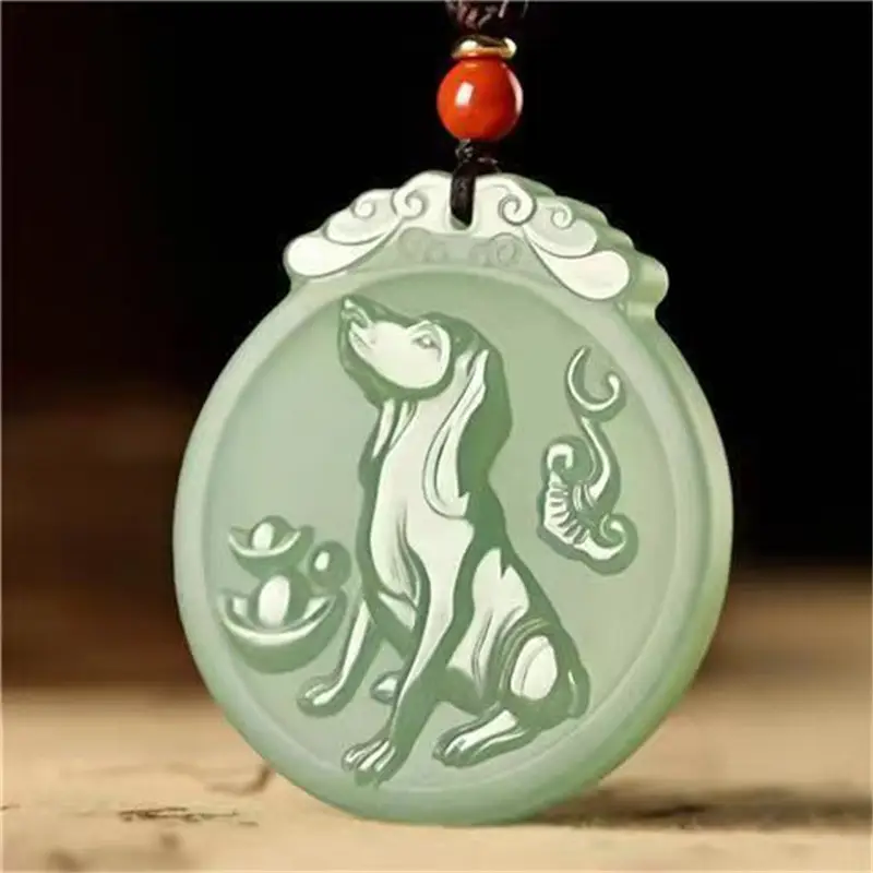 Afghan Jade Zodiac Pendant Blue White Dragon Snake Horse - Image 11