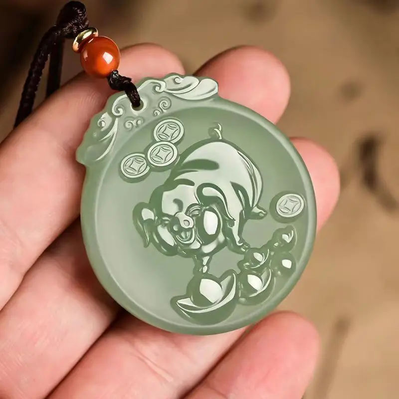 Afghan Jade Zodiac Pendant Blue White Dragon Snake Horse - Image 12
