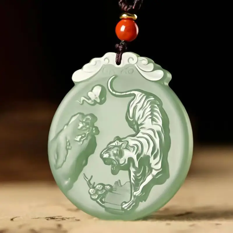 Afghan Jade Zodiac Pendant Blue White Dragon Snake Horse - Image 3