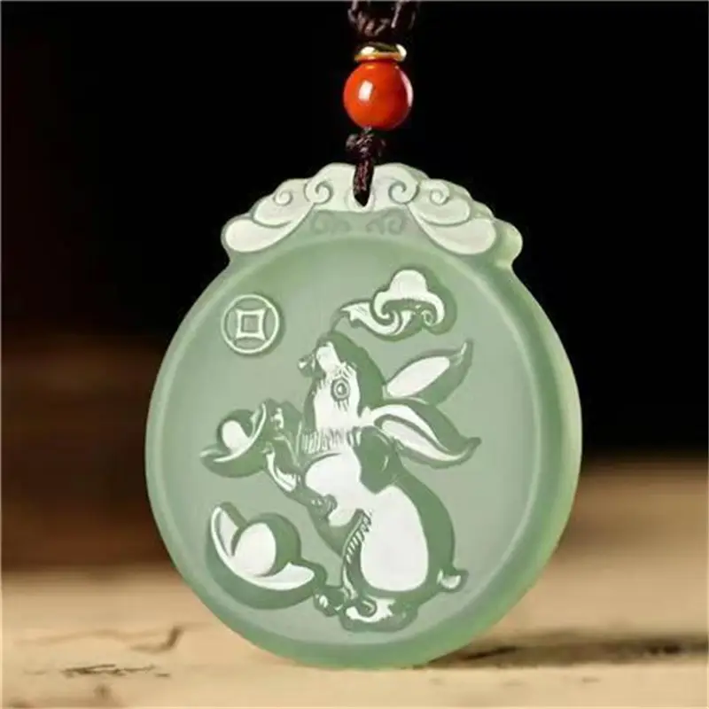 Afghan Jade Zodiac Pendant Blue White Dragon Snake Horse - Image 4