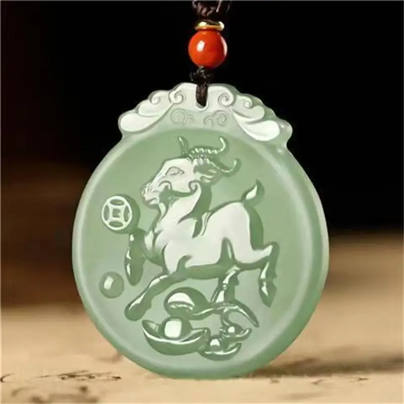 Afghan Jade Zodiac Pendant Blue White Dragon Snake Horse - Image 8